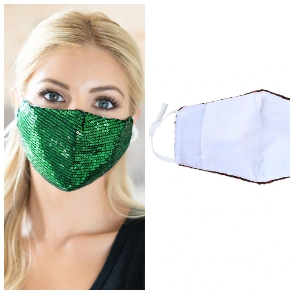 🆕Red & Green sequin washable masks